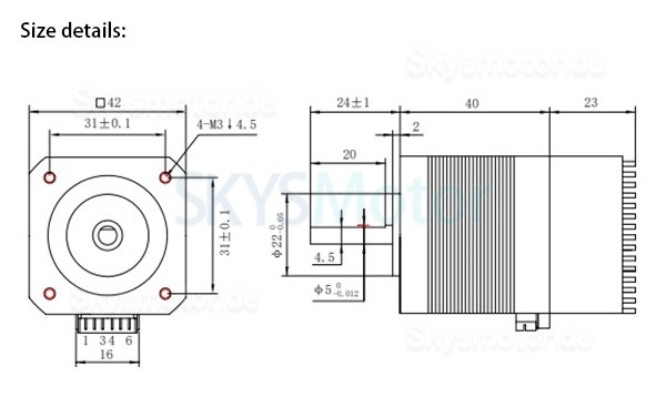 OUKEDA Nema 17 Integriertem Schrittmotor mit Treiber OK42HC40-174AYT-IO 1,8 Deg 0,44Nm 1,68A 2 Phasen 12-40VDC